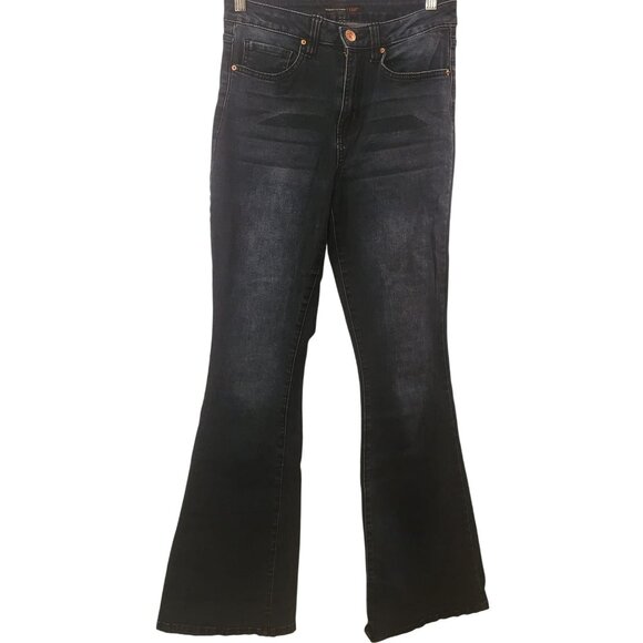 YMI Womens Flared Jeans Size 7 Cotton Blend Dark Wash Denim Made In USA - Picture 2 of 6